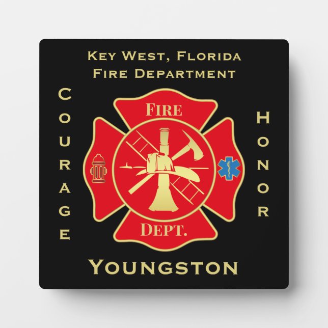 Plaque Photo Service des incendies Emblem Courage Design d'honn (Devant)