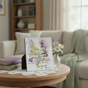 Plaque Photo Servir le Seigneur avec joie floral