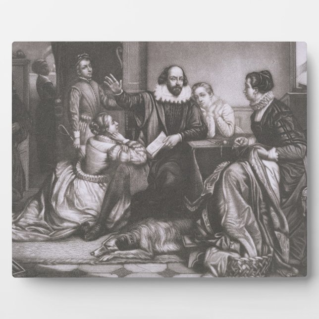 Plaque Photo Shakespeare avec sa famille, à Stratford, Recitin (Devant)