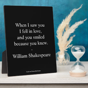 Plaque Photo Shakespeare Quote - I Fell In Love