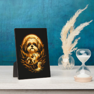 Plaque Photo Shih Tzu hurlant à la Lune Chien drôle