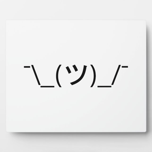 Plaque Photo Shrug Emoticon —\_(ツ)_/ Afficher le Kaomoji japona (Devant)