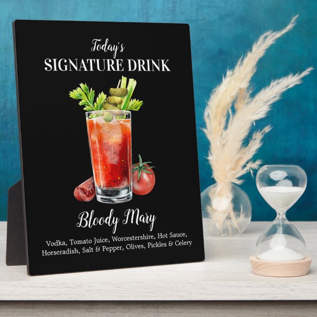 Plaque Photo Signature personnalisée Boire Bloody Mary Cocktail (Côté)