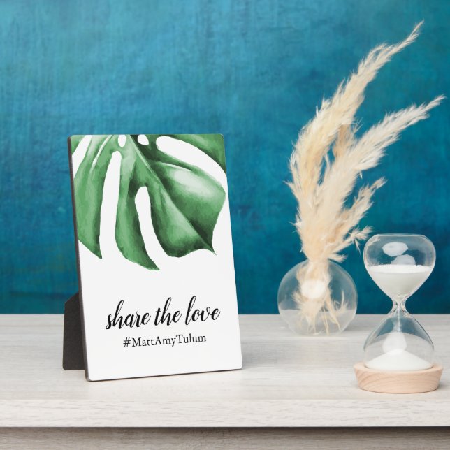 Plaque Photo Signe avec feuille tropicale pour Mariage (Côté)
