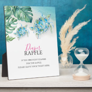 Plaque Photo Signe de tombola de couches pour Baby Shower Tortu