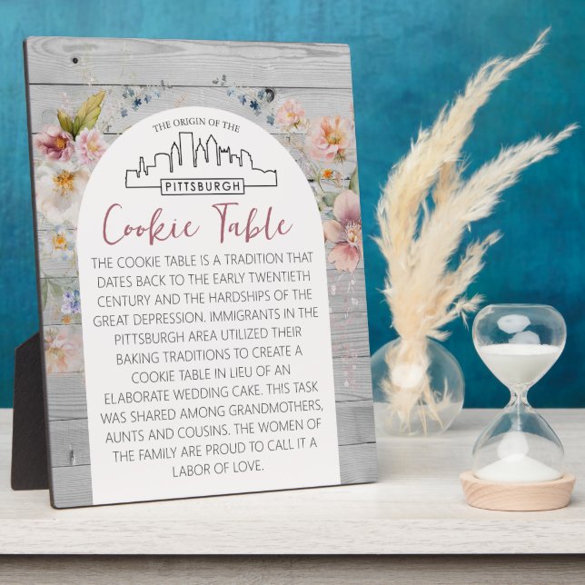PLAQUE PHOTO SIGNE DU MARIAGE DE LA TABLE DES COOKIES PITTSBURG (Côté)