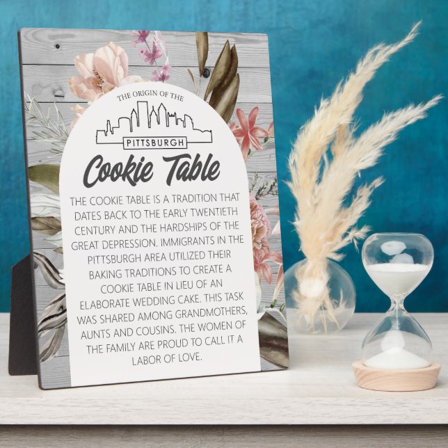 PLAQUE PHOTO SIGNE DU MARIAGE DE LA TABLE DES COOKIES PITTSBURG (Côté)