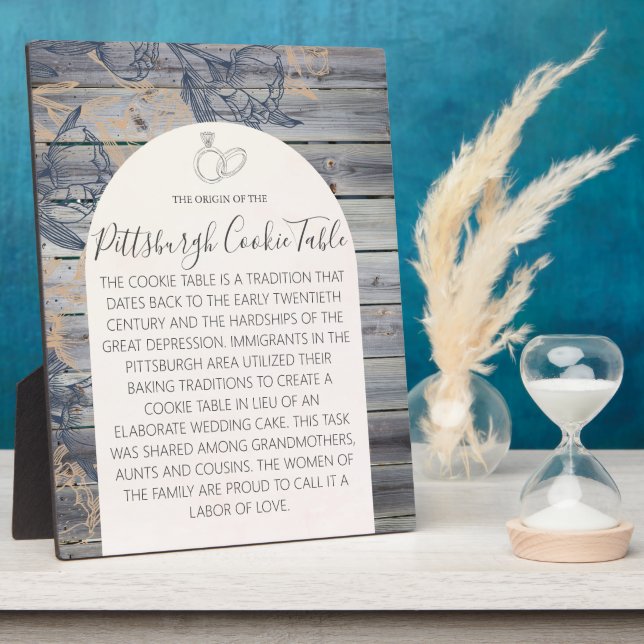 PLAQUE PHOTO SIGNE DU MARIAGE DE LA TABLE DES COOKIES PITTSBURG (Côté)