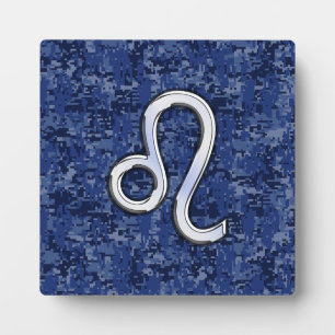 Plaque Photo Signe du zodiaque Lion sur camouflage numérique bl