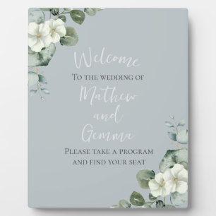 Plaque Photo Signe Mariage moderne Eucalyptus Design