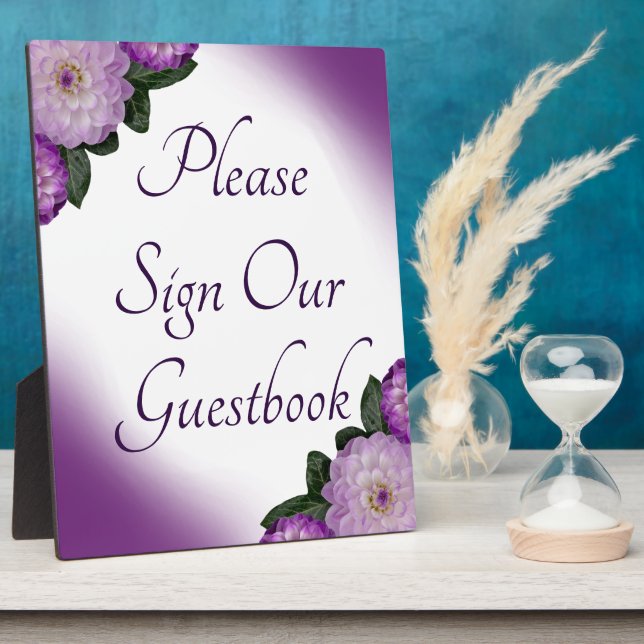 Plaque Photo Signer Notre Livre D'Hôtes Dahlia Purple Lavender  (Côté)