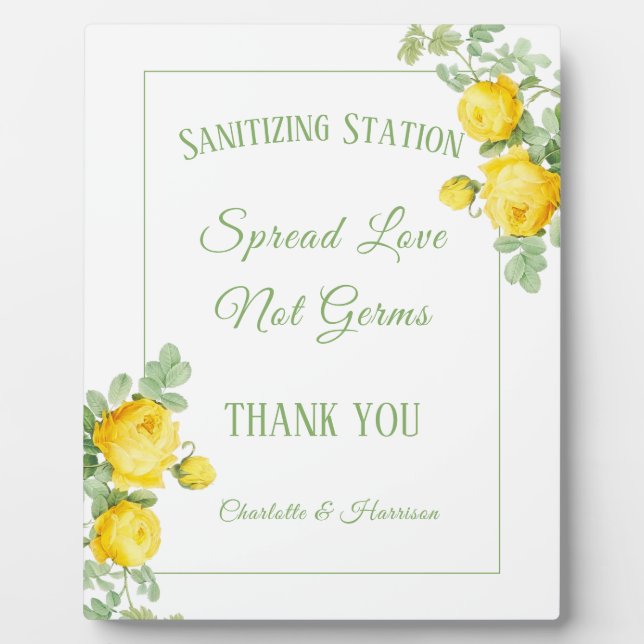 Plaque Photo Signes de Mariage corvid Roses jaunes Personnalisé (Devant)