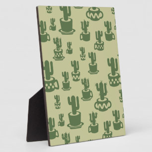 Plaque Photo Silhouette de cactus succulent en tasses et pots