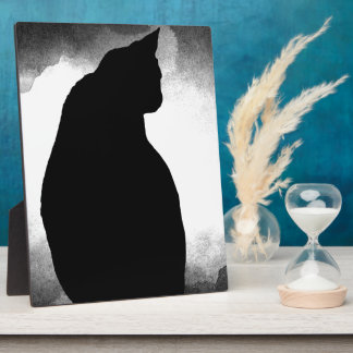 Plaque Photo Silhouette de chat noir