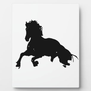 Plaque Photo Silhouette du cheval blanc noir