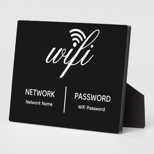 Plaque Photo Simple Élégant Réseau Wifi Mot de passe Info Table (Côté)
