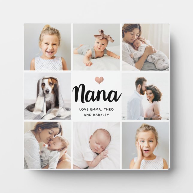 Plaque Photo Simple et chic | Collage de photos et coeur pour N (Devant)