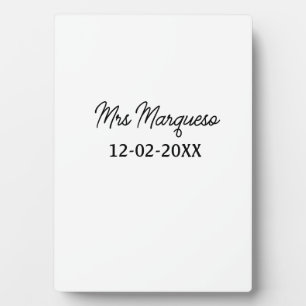 Plaque Photo simple monogramme minimal Mme M. nom date année Th