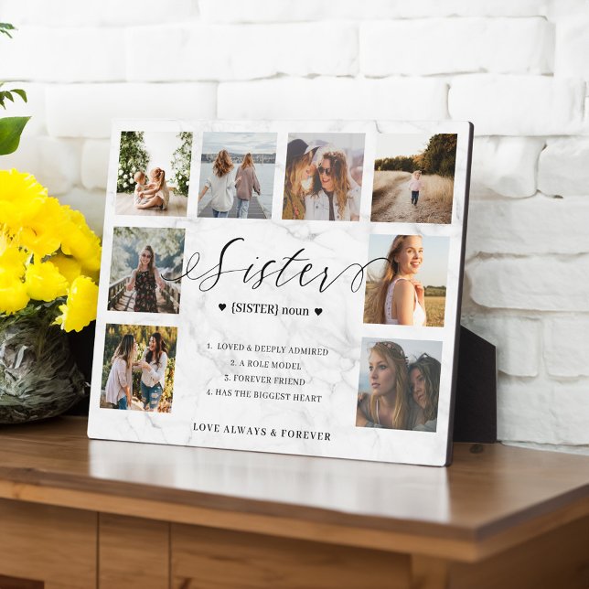Plaque Photo Sister Definition Script Photo Collage Marbre (Sister Definition Script Photo Collage Marble Plaque)