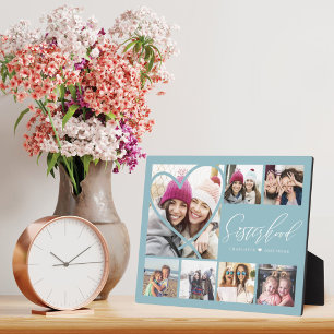 Plaque Photo Sisterhood Script BFFs Heart 7 Photo Grid Collage