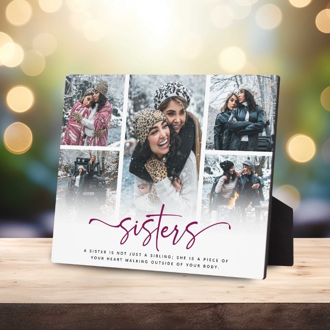 Plaque Photo Sisters Script 5 Photo Collage Keepsaké Cadeau (Créateur téléchargé)