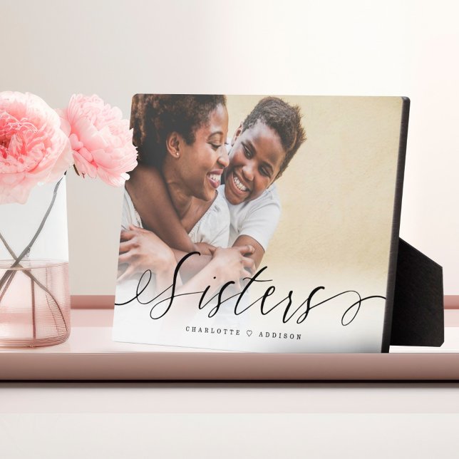 Plaque Photo Sisters Script Cadeau Pour Soeurs Photo Keepsaké (Sisters Script Gift For Sisters Photo Keepsake Plaque)