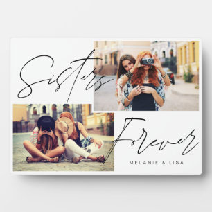 Plaque Photo Sisters Script Overlay, Multiples Photo tendance
