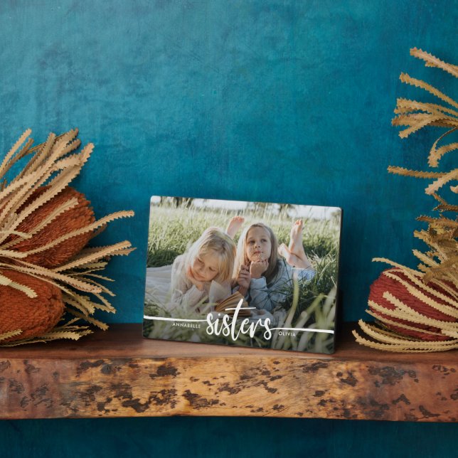 Plaque Photo Sisters Script Photo moderne (Côté)
