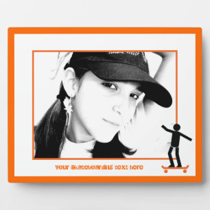 Plaque Photo Skateboardeur sur son skateboard personnalisé