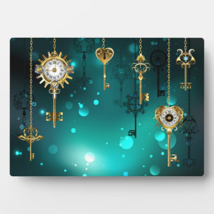 Plaque Photo Skeleton Keys on Green Background
