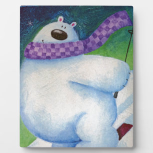 Plaque Photo Skiing Polar Bear