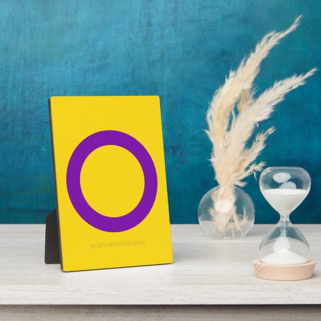 Plaque Photo SlipperyJoe's Intersex orgueil drapeau jaune fond (Côté)