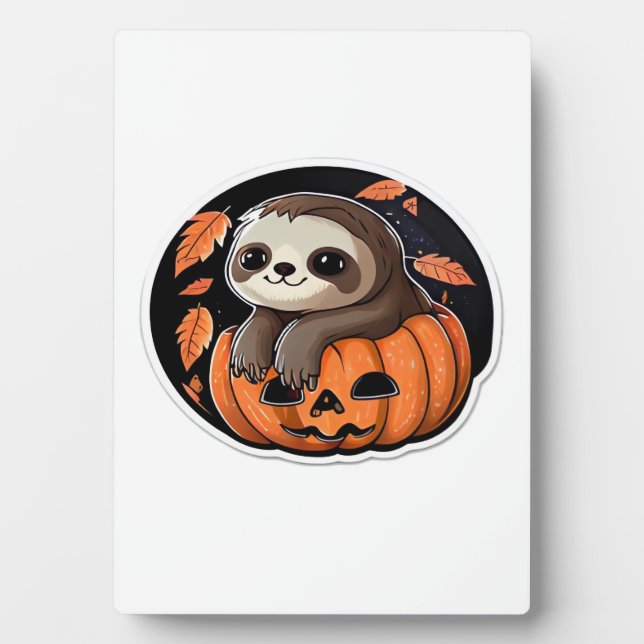 Plaque Photo Sloth citrouille Halloween autocollant Surdimensio (Devant)