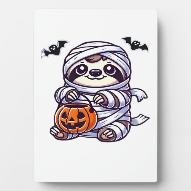 Plaque Photo Sloth Halloween Mummy Kids Femmes Hommes Sloth Cla (Devant)