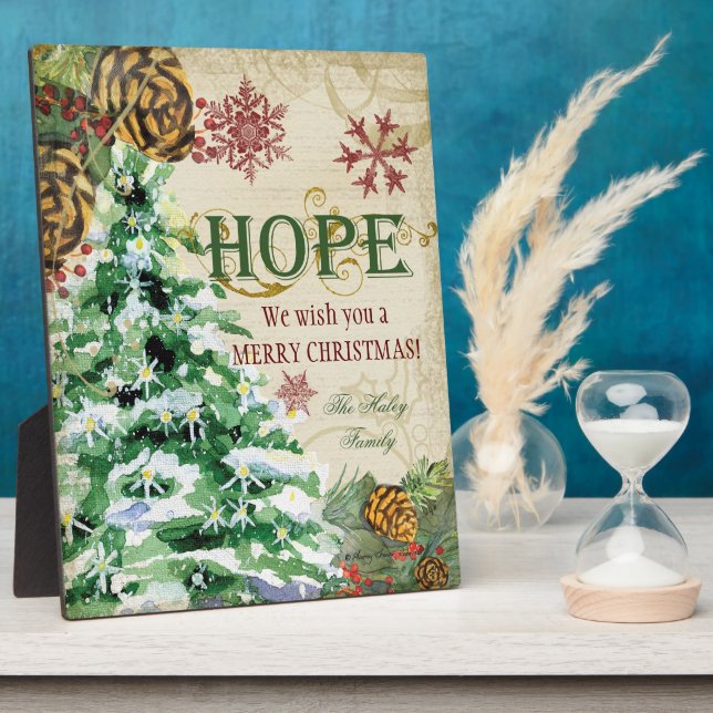 Plaque Photo Snowflake Collage de sapin de Noël Pine Cone Hope (Côté)