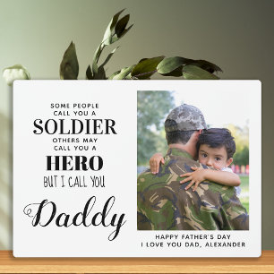 Plaque Photo Soldat héros papa de l'armée cadeau de fête des pè