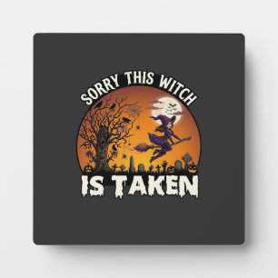 Plaque Photo Sorcière est prise Balai Arbre Cimetière Halloween