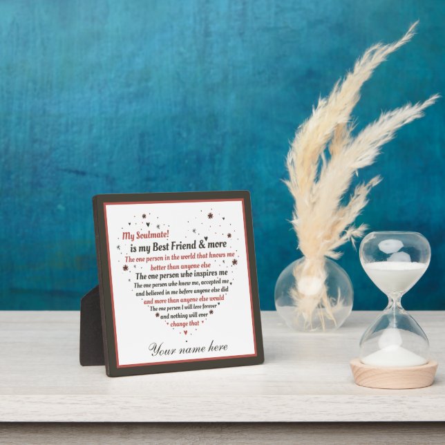 Plaque Photo Soulmate best Friend love word art ajouter nom (Insitu)