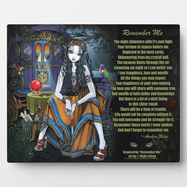 Plaque Photo Souvenez-vous de moi Gypsy Fortune Teller Poem Pla (Devant)