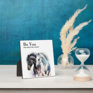 Plaque Photo Soyez inspirant avec les chevaux en aquarelle