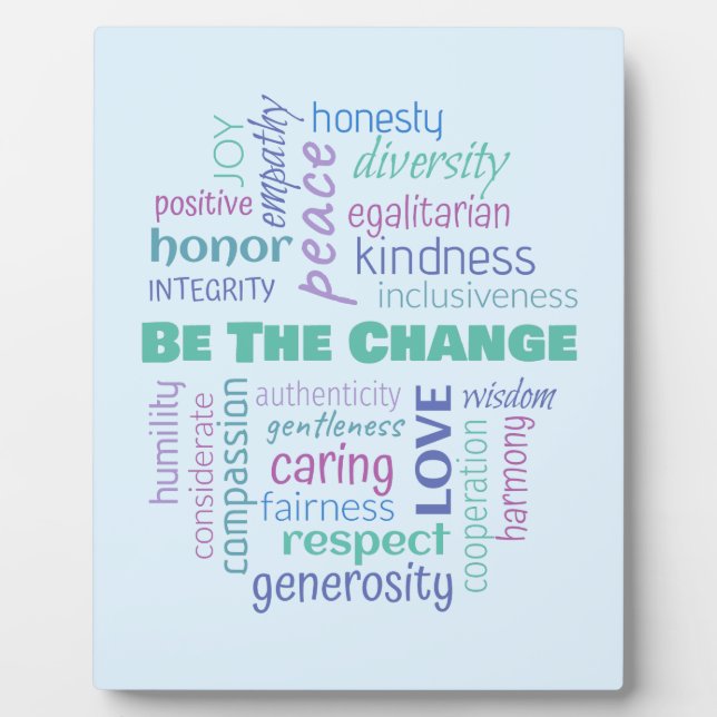 Plaque Photo Soyez le nuage de mots positif Change (Devant)