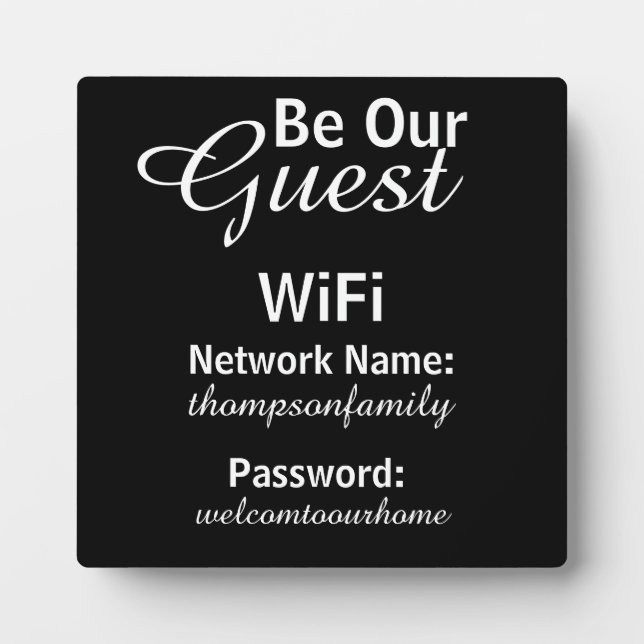 Plaque Photo Soyez Notre Invité WiFi Mot De Passe Signage Pour  (Devant)
