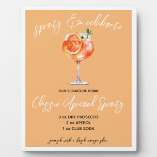 Plaque Photo Spritz & Celebrate! Aperol Spritz Signature Drink 