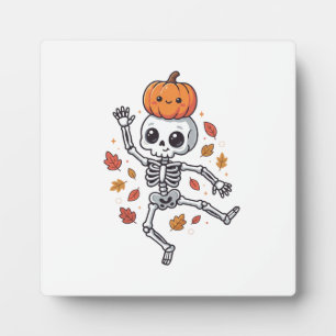 Plaque Photo Squelette de danse de Halloween mignon avec tête d