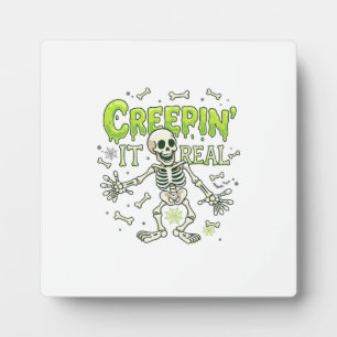 Plaque Photo Squelette de Halloween Toile d'Araignée Creepin It
