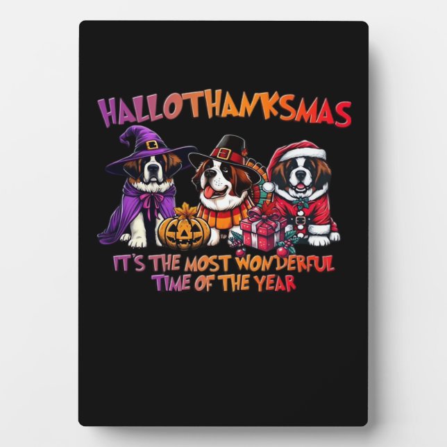 Plaque Photo St. Bernard Halloween Thanksgiving Christmas Class (Devant)