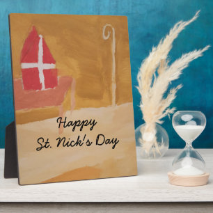 Plaque Photo St. Nick's Day Dutch Sinterklaas Watercolor Miter