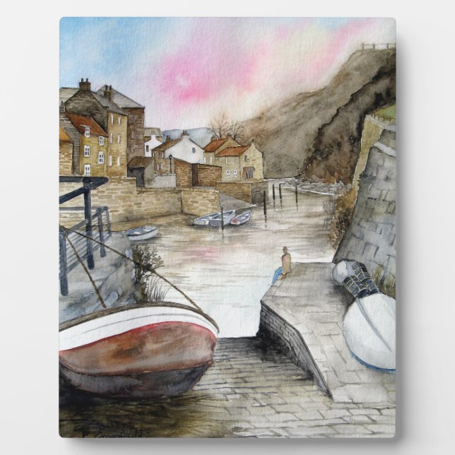 Plaque Photo Staithes, North Yorkshire, Angleterre Aquarelle (Devant)