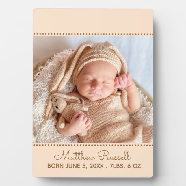 Plaque Photo Statistiques de naissance de bébé photo personnali (Devant)