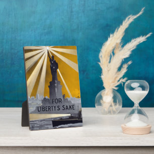 Plaque Photo Statue de la Liberté Flambeau & Marine américaine 